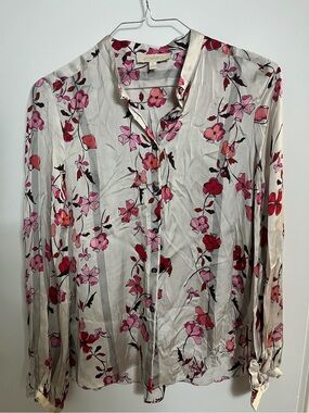 Etcetera Cream Blouse with Pink and Red Floral Print